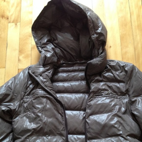 Long brown reversible puffer coat - size S - Picture 5 of 8